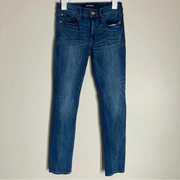 Express Women's Skinny Midrise Medium Wash Denim Jeans Size 4 - Picture 1 of 9